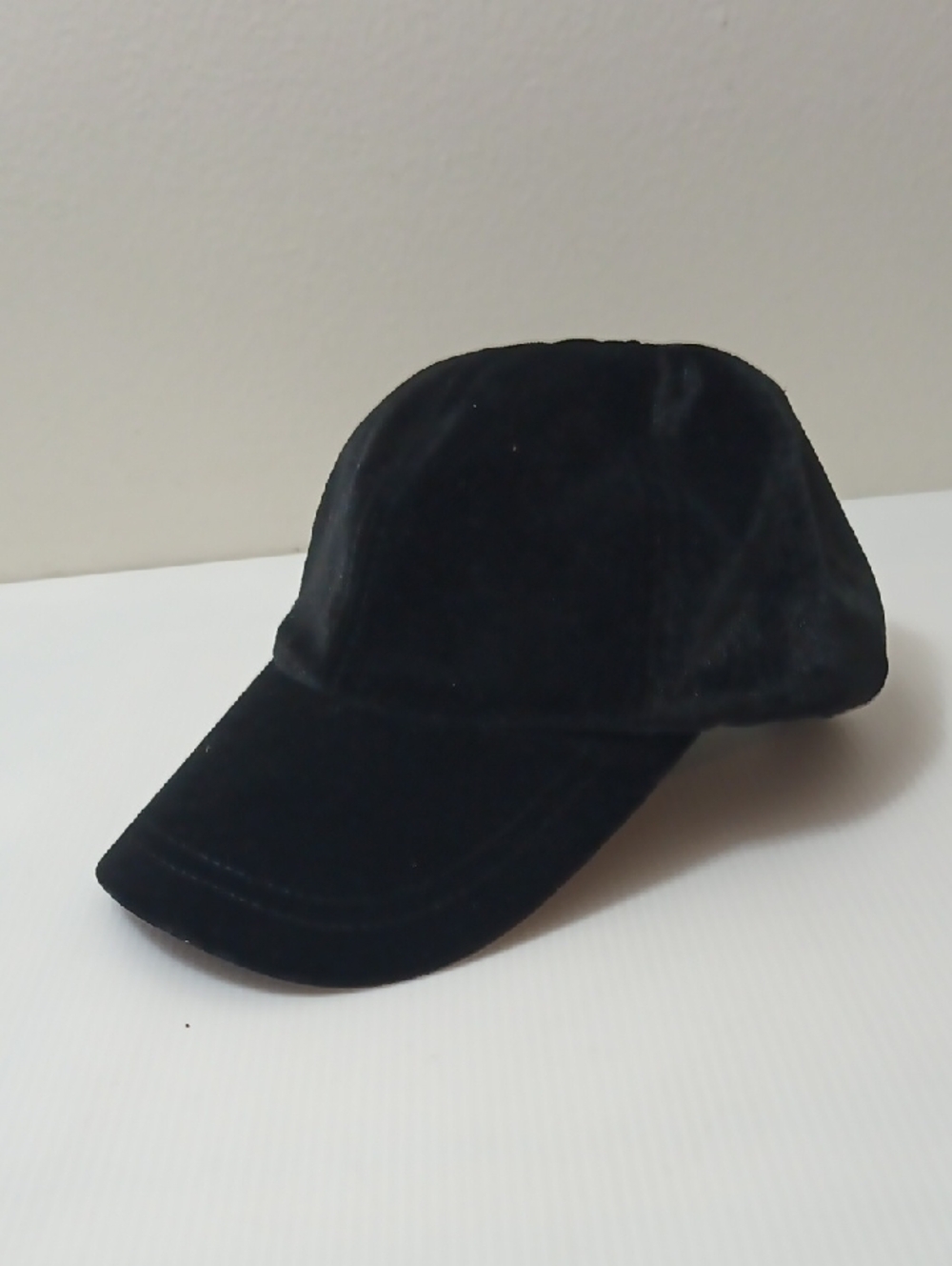 Zara Accessories Classic Black Velour Baseball Cap